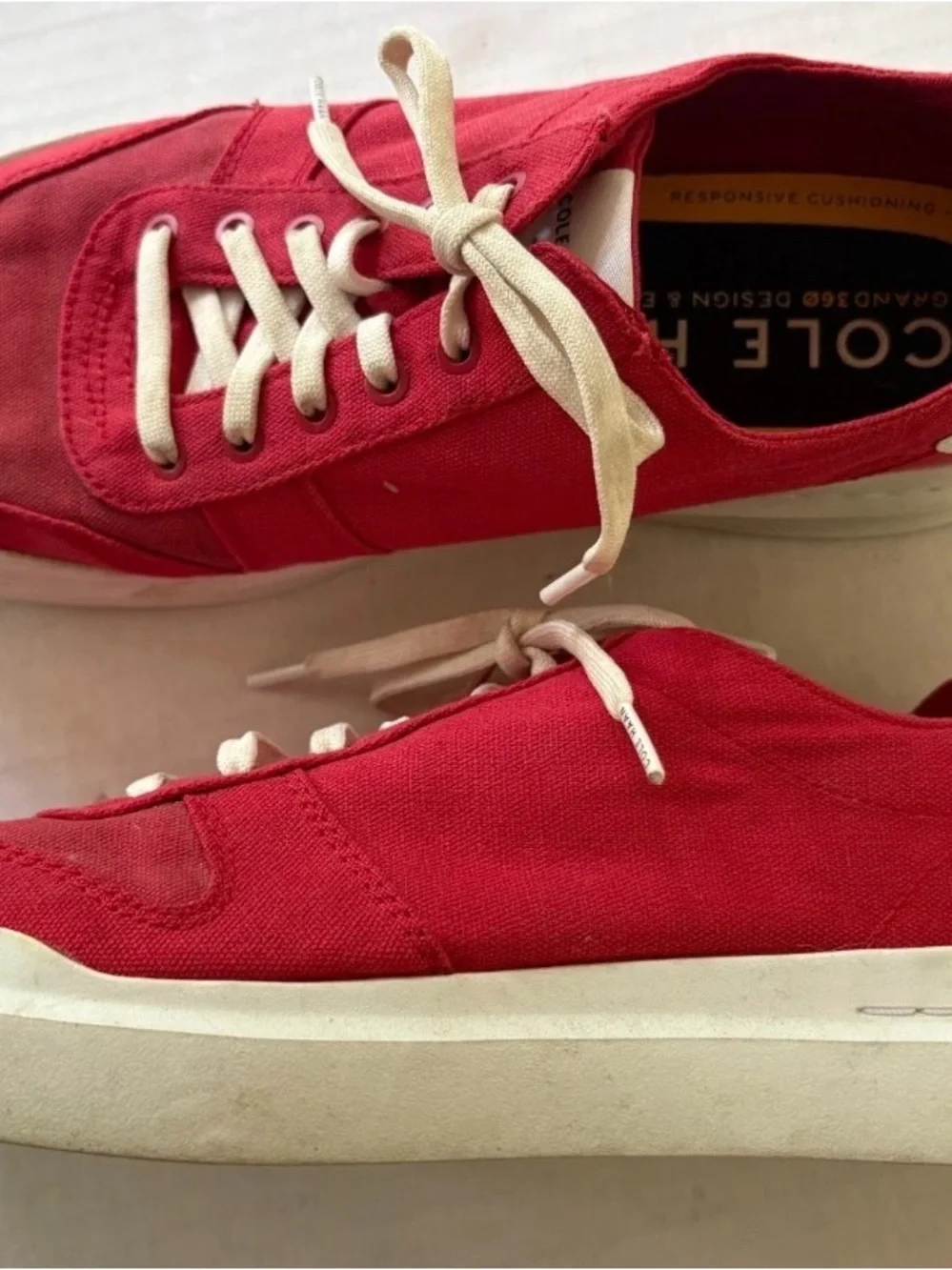 COLE HAAN Men's Grandpro Rally Canvas Court Red Sneakers- Size 10.5 M